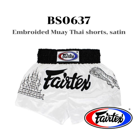 Fairtex BS0637 Embroided Muay Thai shorts, satin